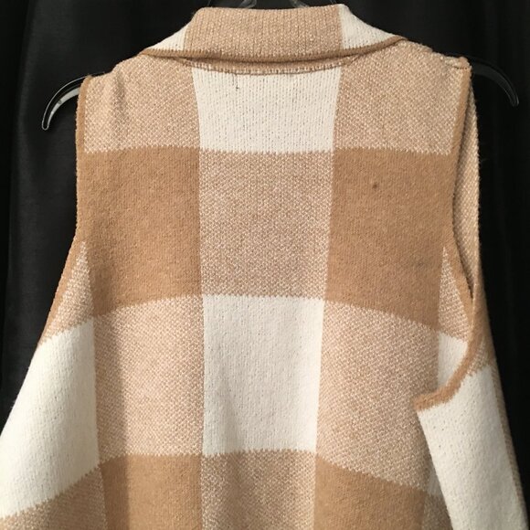 NWT Steve Madden checkered sleeveless long cardigan with pockets XL - Picture 9 of 10